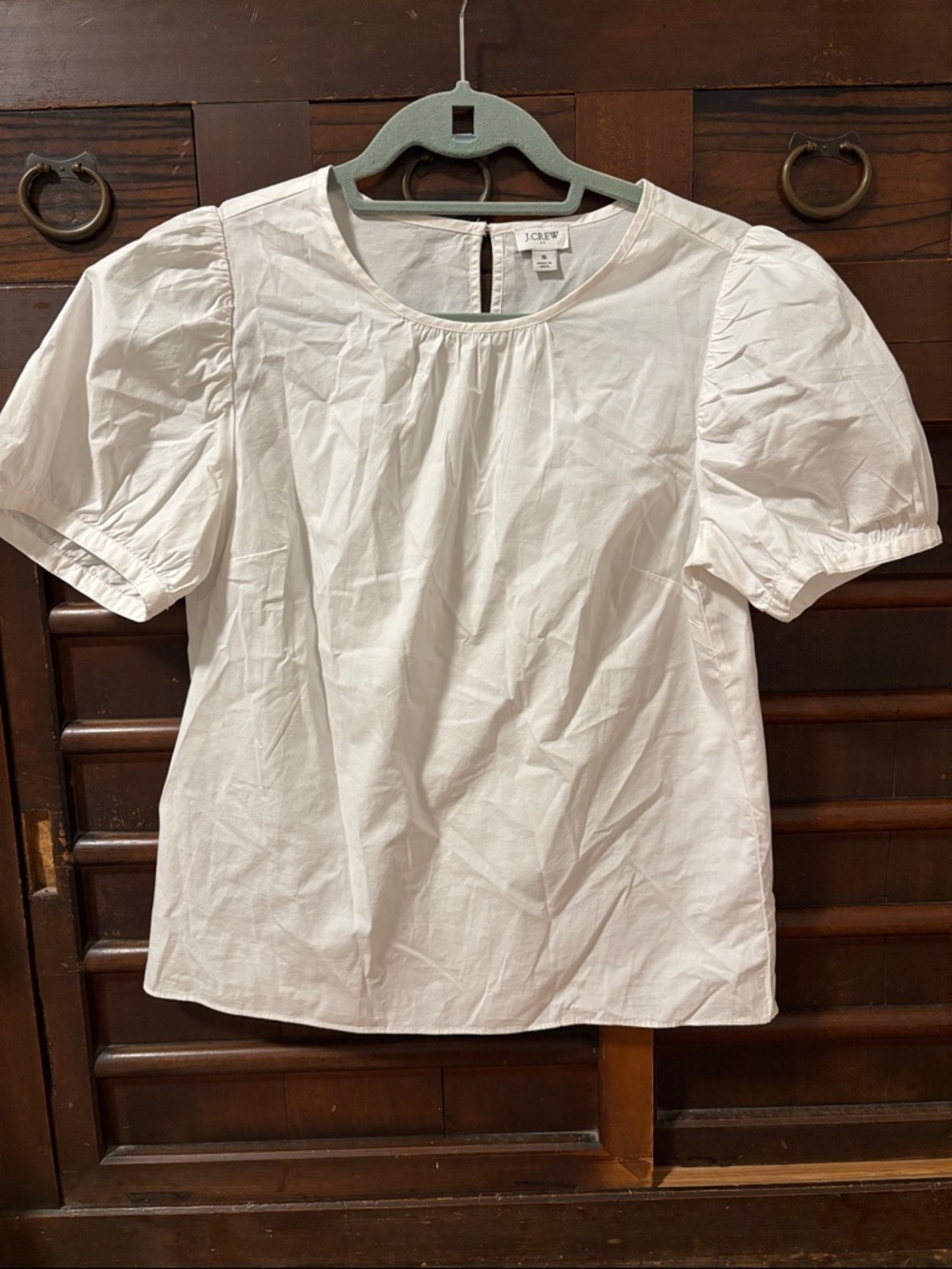 J. Crew White Puff Sleeve Cotton Blouse